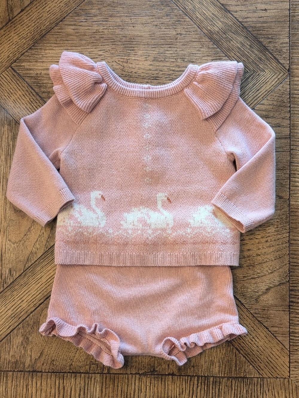 Janie and Jack Pale Pink Knit Top with Puff Shoulders